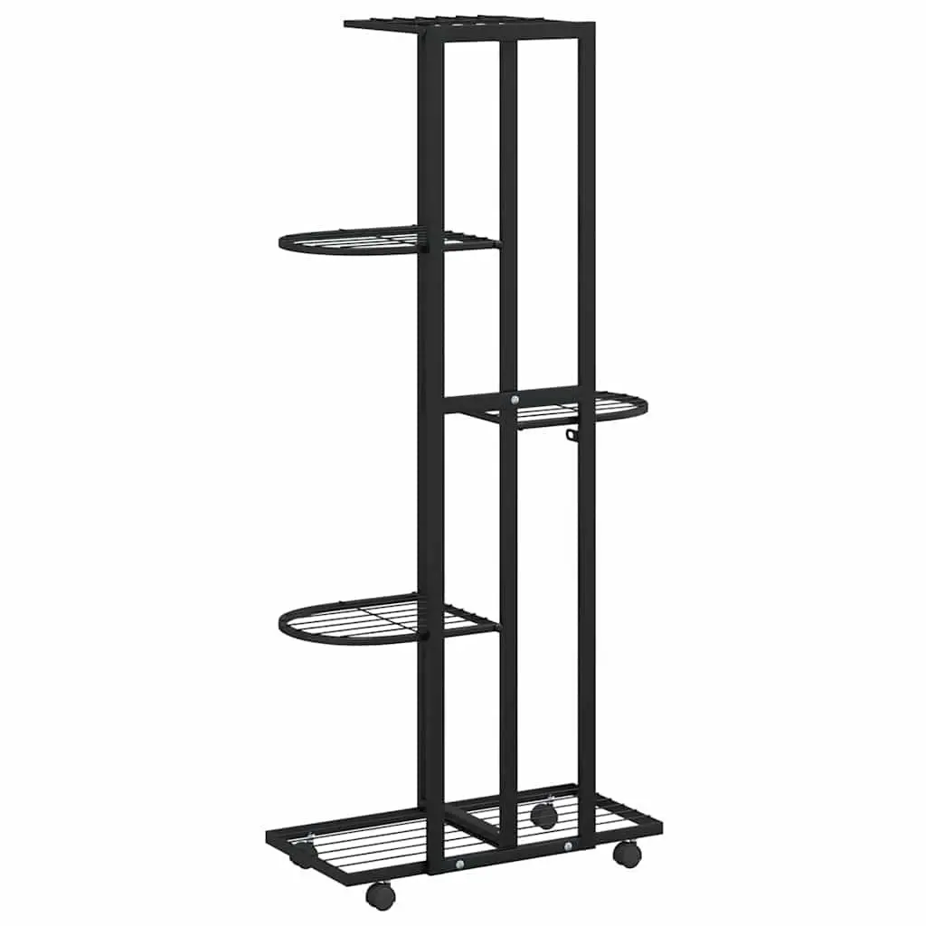 5-Tier Flower Stand Iron Plant Rack Corner Shelf Display Stand with Wheels