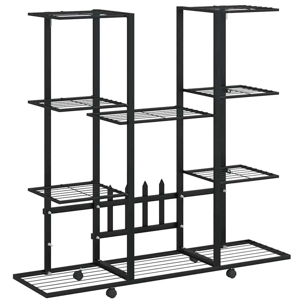 Plant Stand with Wheels Iron Black 94.5L x 24.5W x 91.5H cm