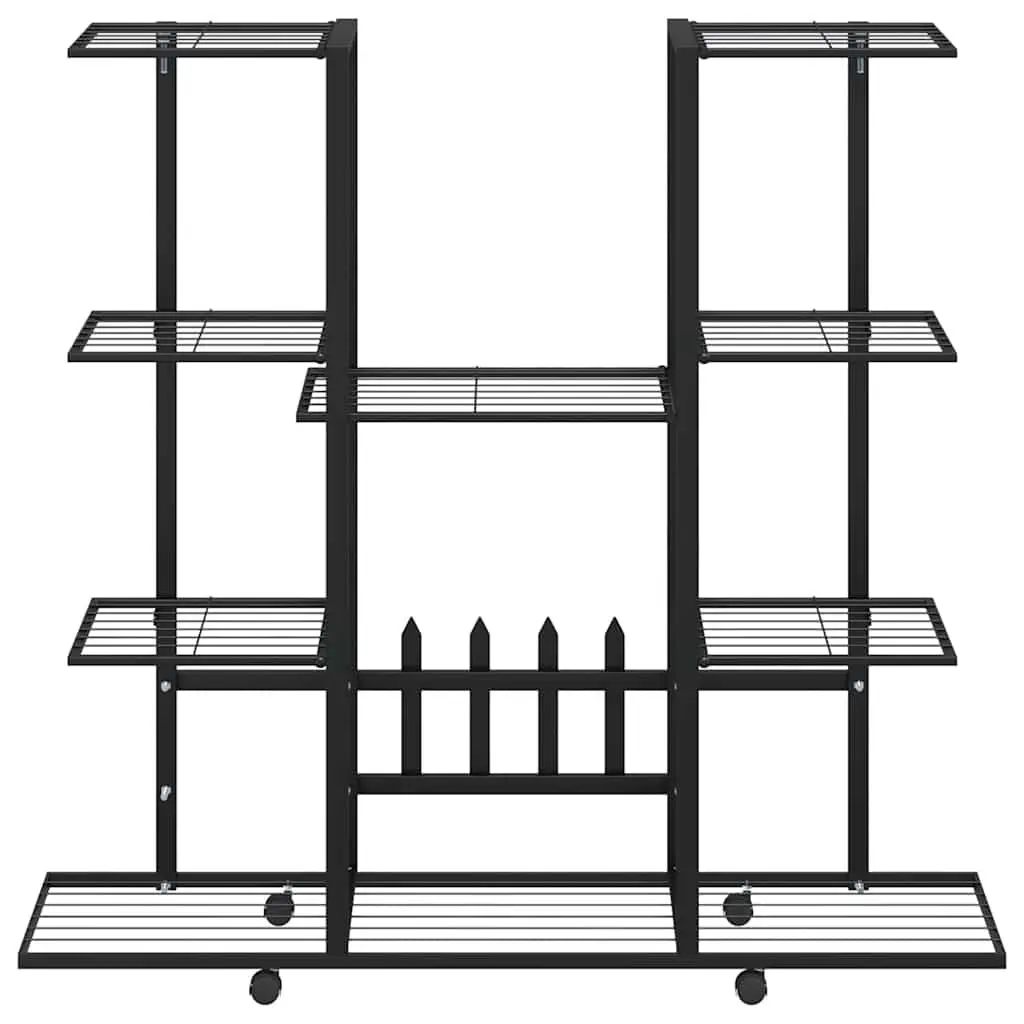 Plant Stand with Wheels Iron Black 94.5L x 24.5W x 91.5H cm