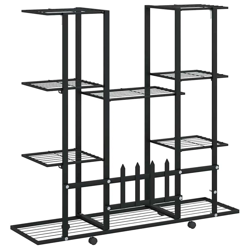 Plant Stand with Wheels Iron Black 94.5L x 24.5W x 91.5H cm