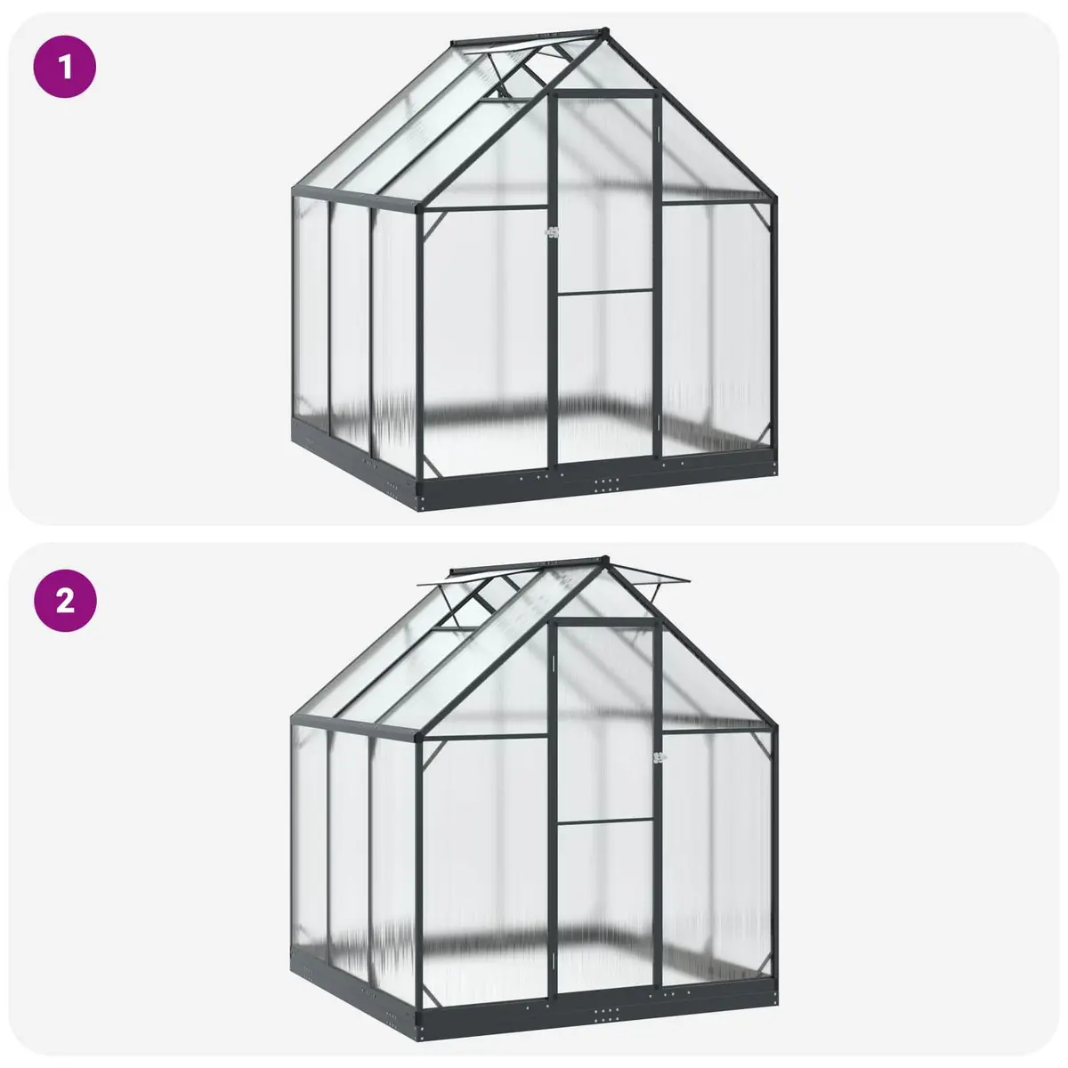 Garden Greenhouse Tunnel Door Anthracite Adjustable Height 183.5cm Structure