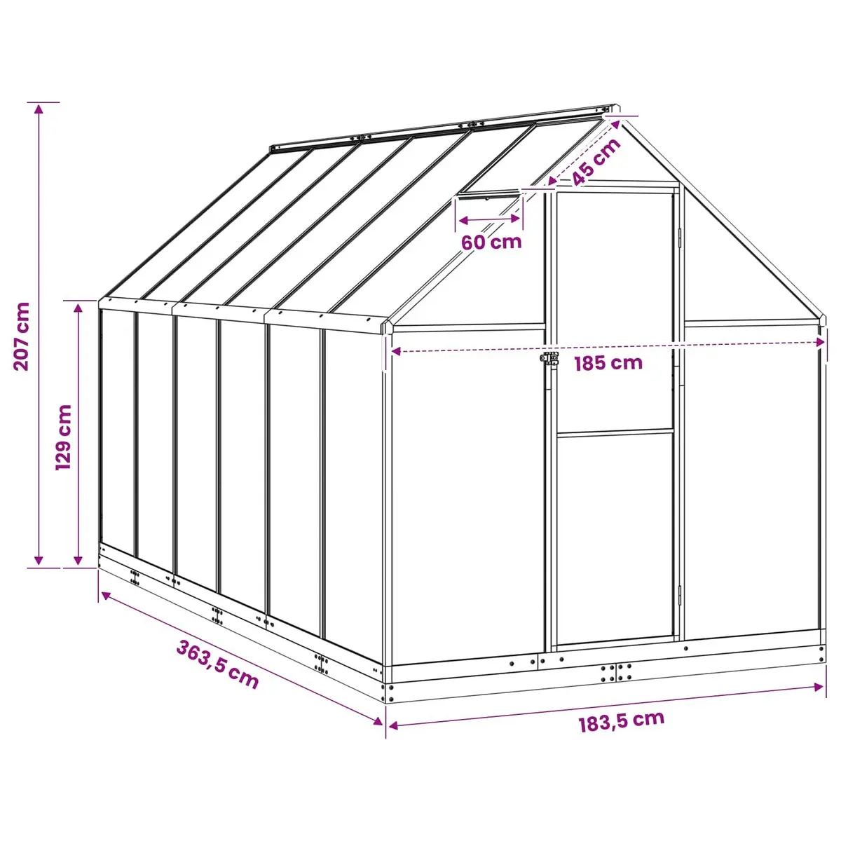 Tunnel Greenhouse Portable Anthracite Adjustable Height for Outdoor Plant Growth