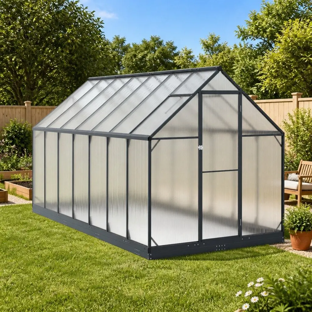 Garden Greenhouse Tunnel Adjustable Height Anthracite Weather-Resistant 183.5 x 423.5 x 207 cm