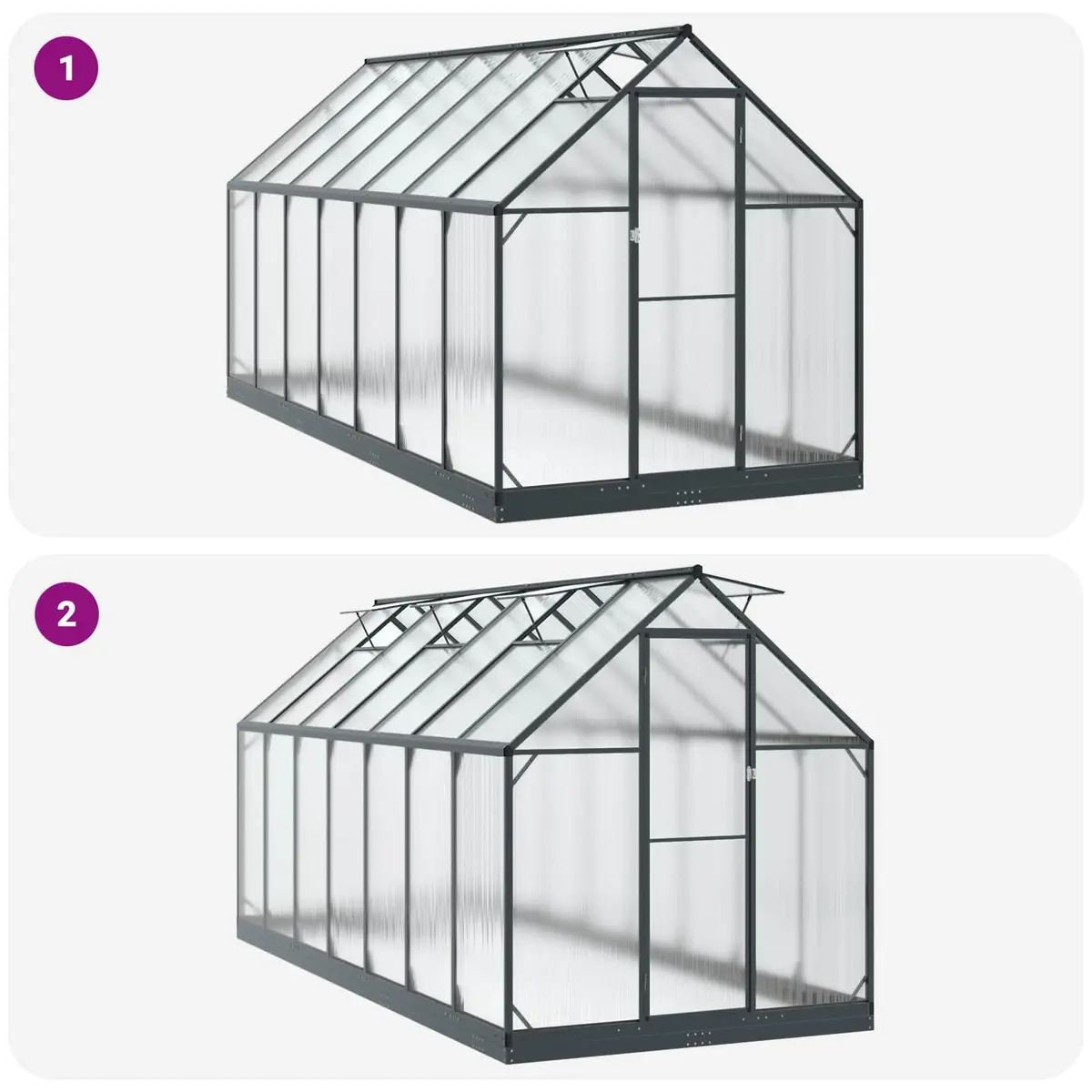 Garden Greenhouse Tunnel Adjustable Height Anthracite Weather-Resistant 183.5 x 423.5 x 207 cm