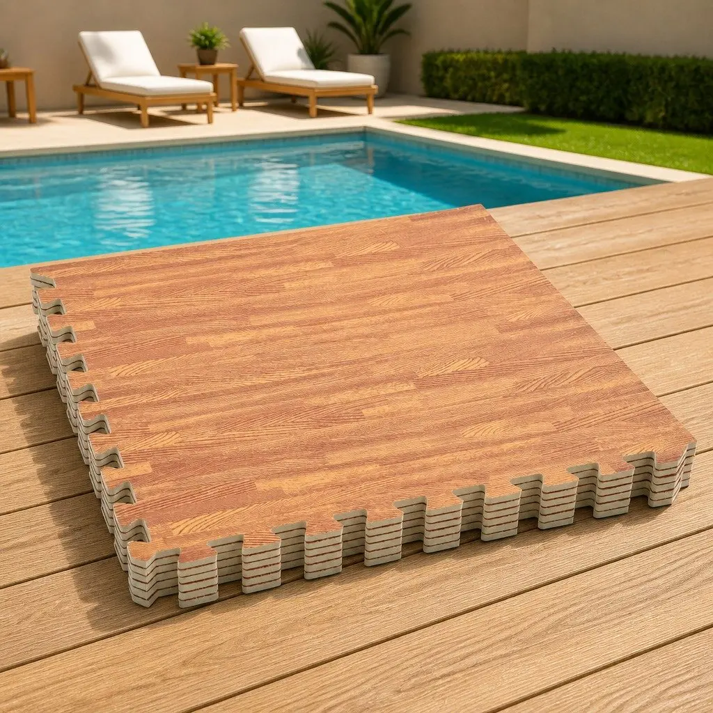 Pool Ground Mat EVA Foam Brown Modular Non-Slip 6 Pieces