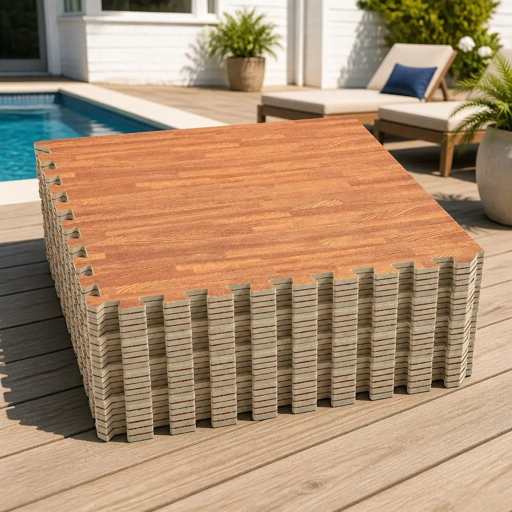 Pool Ground Mat EVA Foam Modular Interlocking Tiles Brown 24 Piece