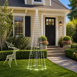 Christmas Tree Flagpole Light 300cm 310 Cold White LEDs 8 Effects Outdoor