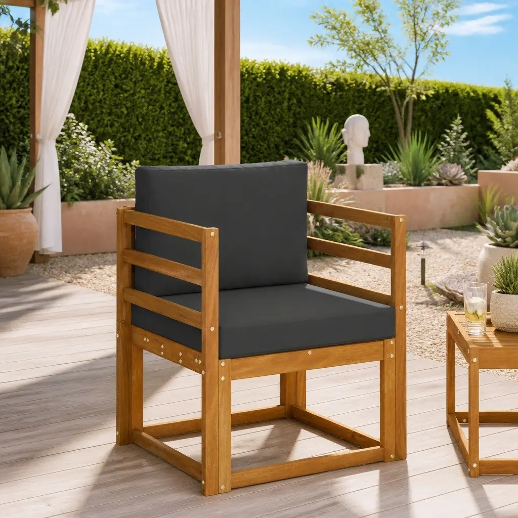 Outdoor Sectional Sofa Set Solid Acacia Wood Garden Patio Furniture Brown