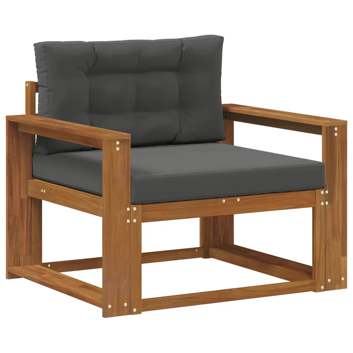 Outdoor Middle Sofa Section Solid Wood Garden Patio Lounge Furniture Natural Brown
