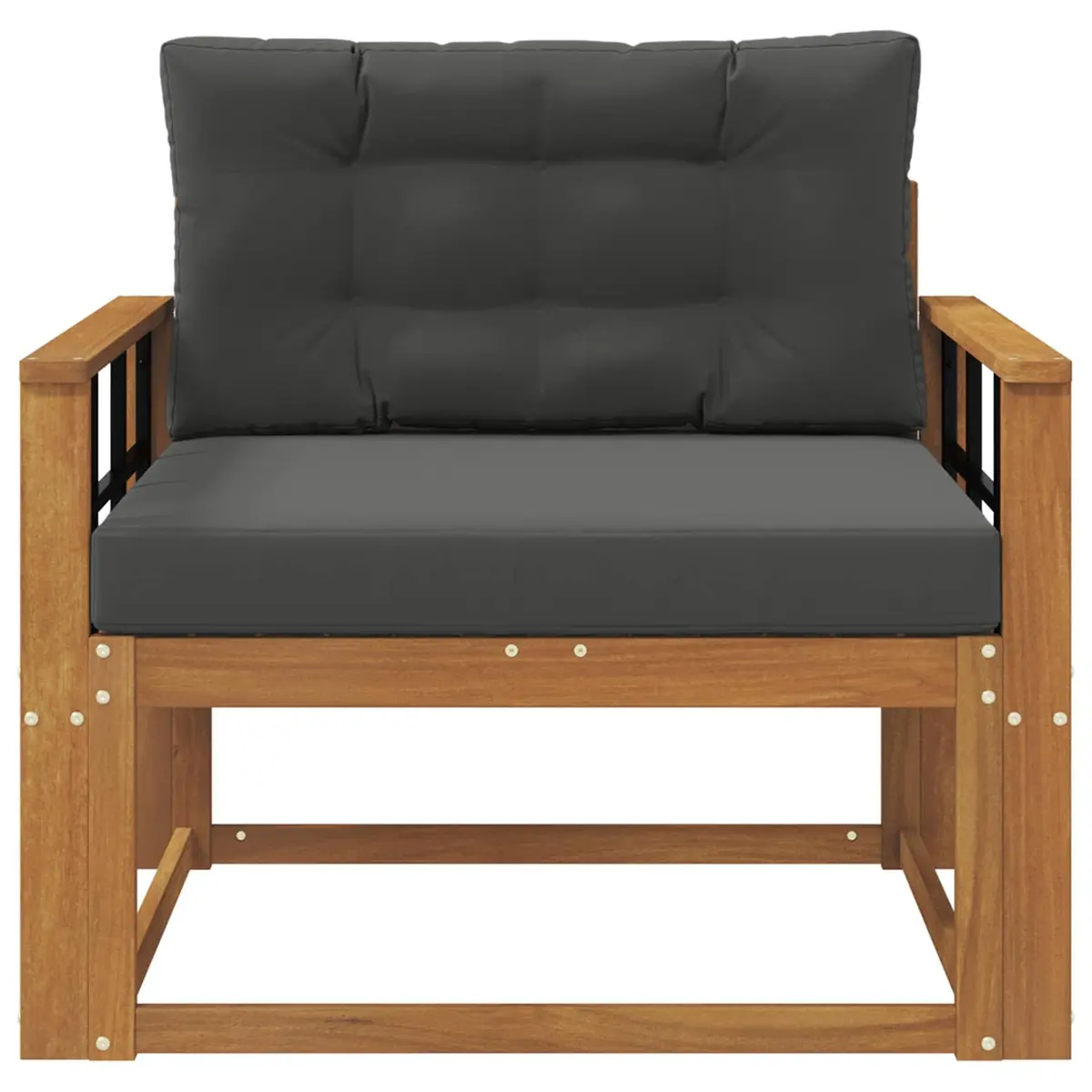 Outdoor Middle Sofa Section Solid Acacia Wood Natural Brown Weather Resistant