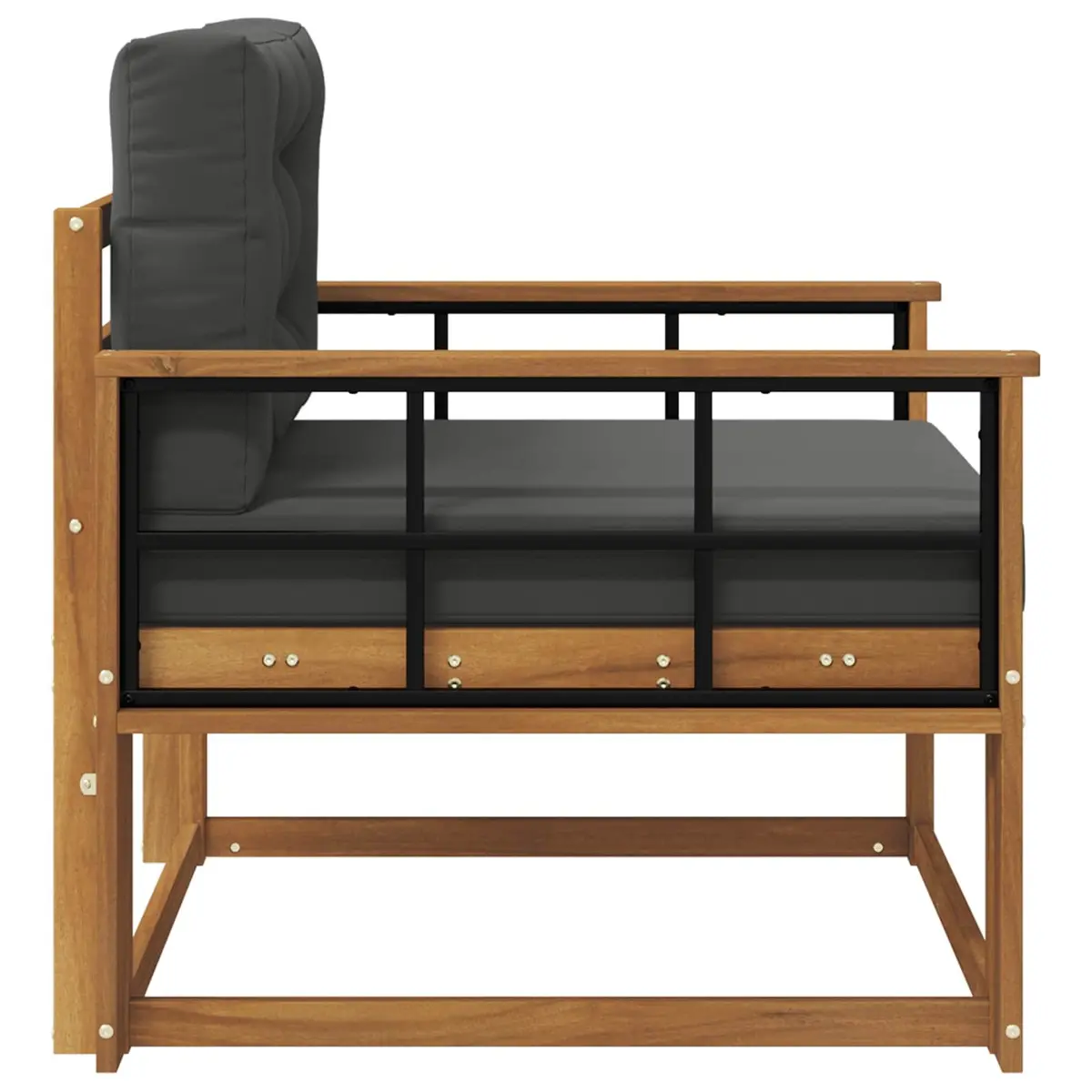 Outdoor Middle Sofa Section Solid Acacia Wood Natural Brown Weather Resistant