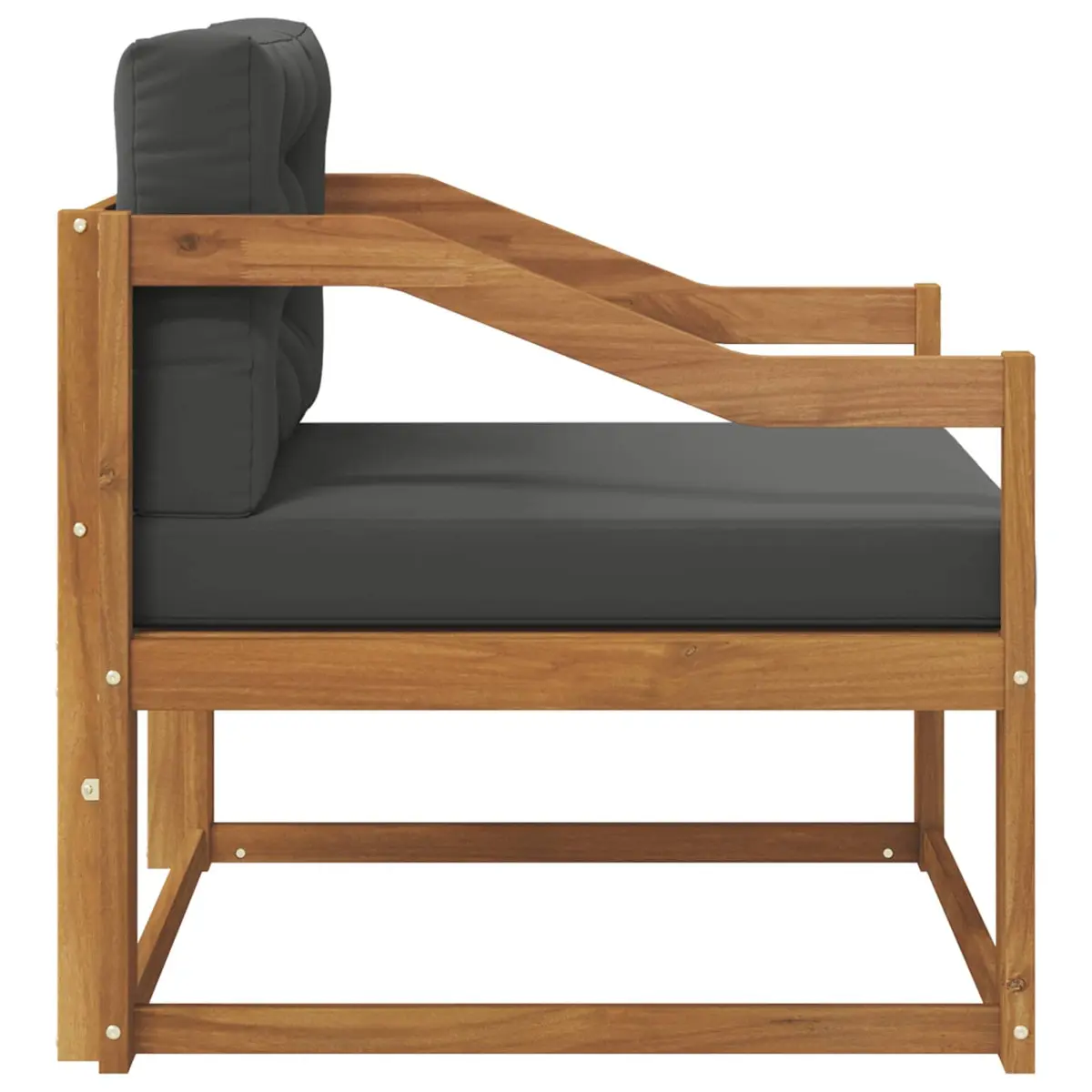 Outdoor Middle Sofa Section Solid Acacia Wood Slat Back Natural Brown