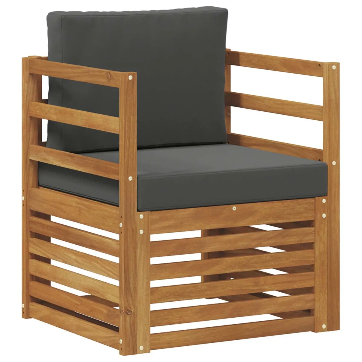 Outdoor Sectional Sofa Set Brown Solid Acacia Wood Garden Terrace Seating