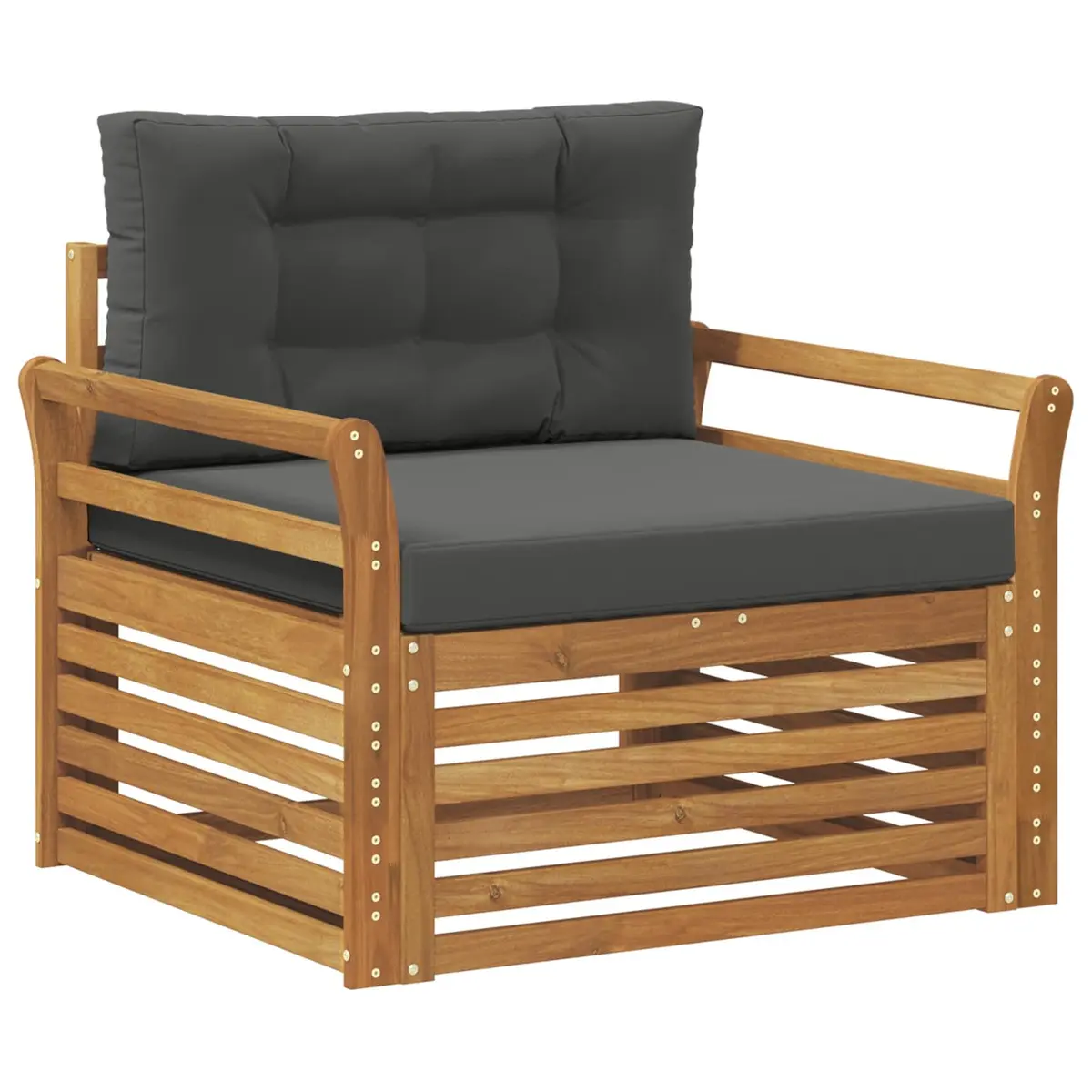 Outdoor Sectional Sofa Set Garden Furniture Brown Solid Wood Modular Seating