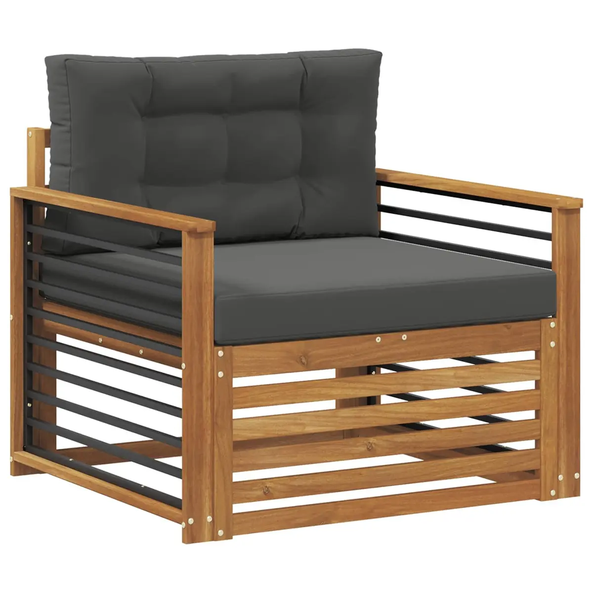 Outdoor Sectional Sofa Set Brown Solid Acacia Wood Garden Patio Furniture