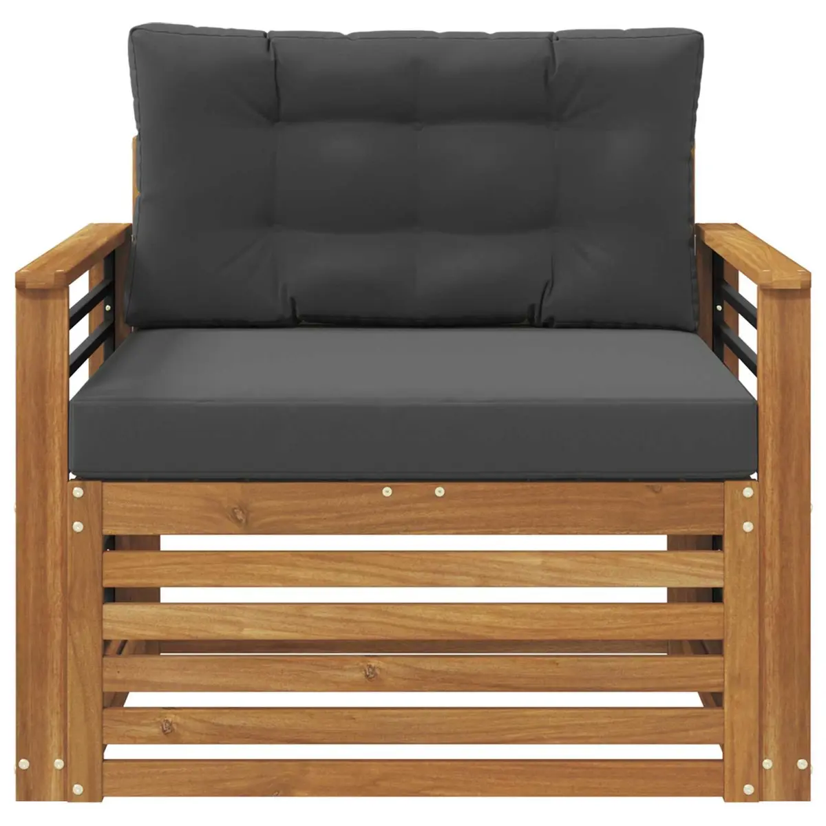 Outdoor Sectional Sofa Set Brown Solid Acacia Wood Garden Patio Furniture