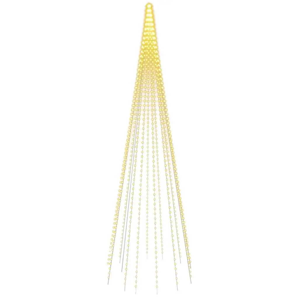 Christmas Tree Flagpole Light 500cm 732 Warm White LEDs 8 Effects Outdoor