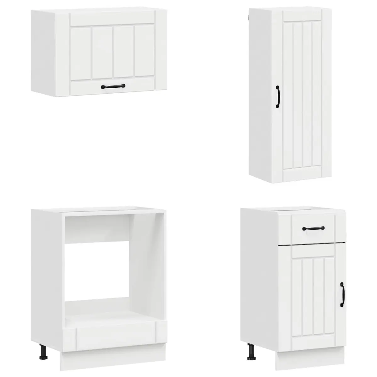8 Piece High Gloss White Kitchen Unit Modern Engineered Wood Storage Set