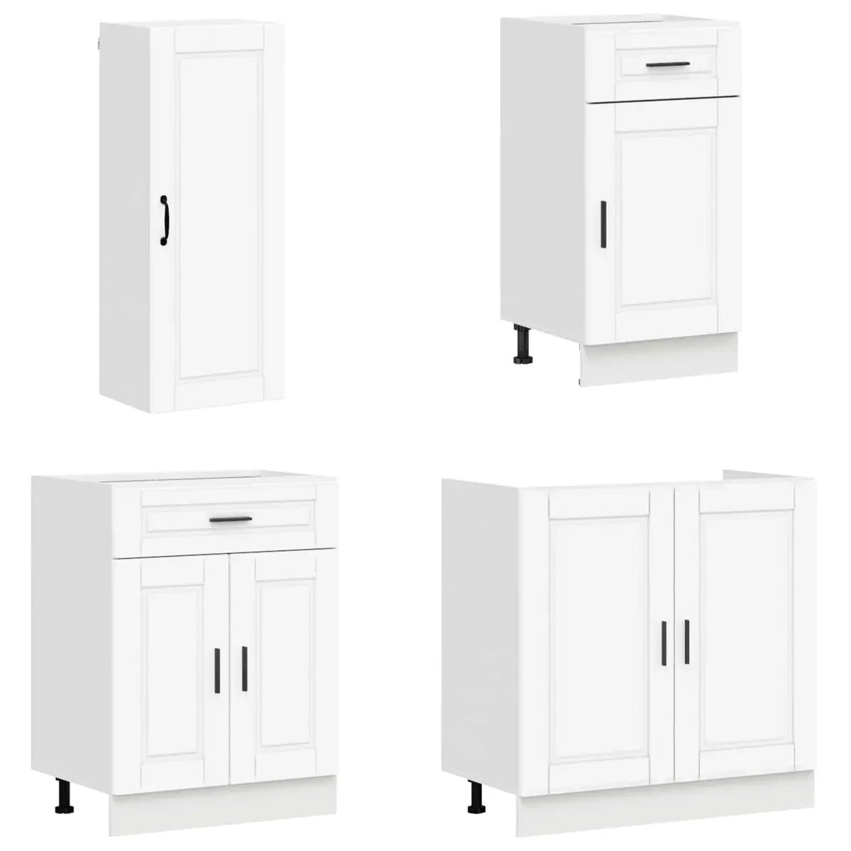 Kitchen Unit Modern White Engineered Wood 8 Piece Storage Cabinet Cupboard