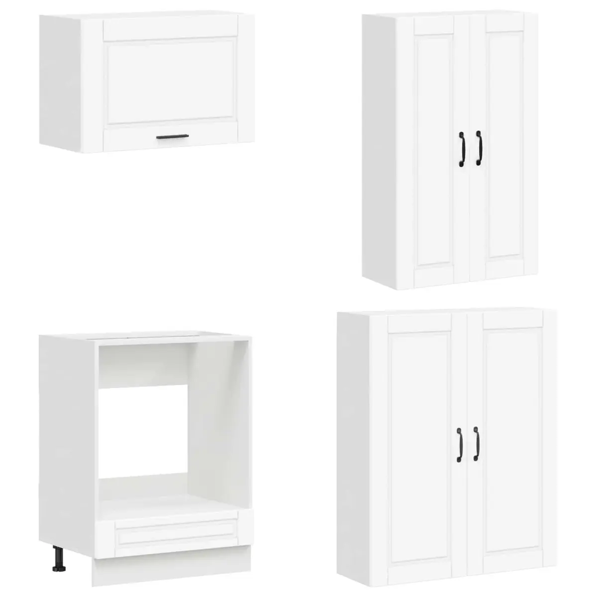Kitchen Unit Modern White Engineered Wood 8 Piece Storage Cabinet Cupboard