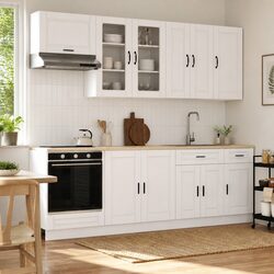 Kitchen Unit 8 Piece White Engineered Wood Cabinet Storage Organiser Modern
