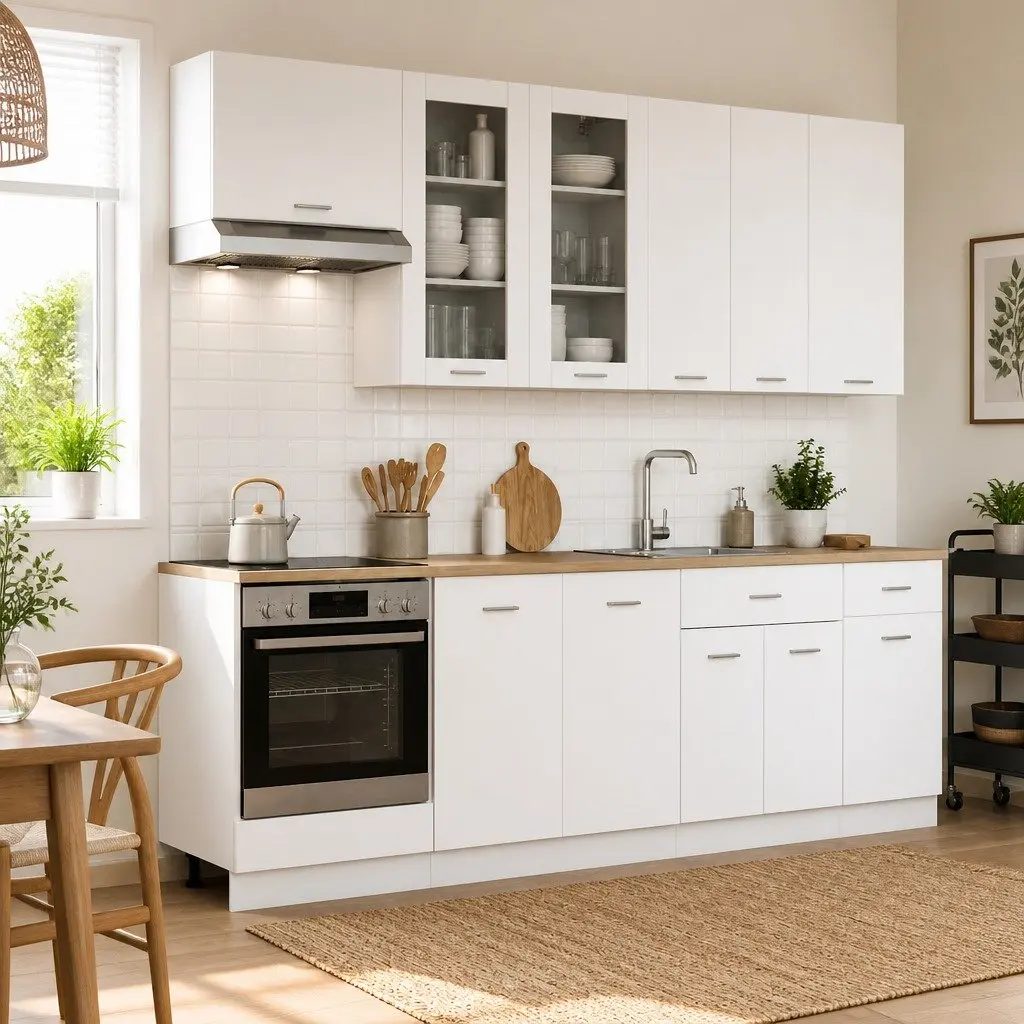8 Piece Kitchen Cabinet in White