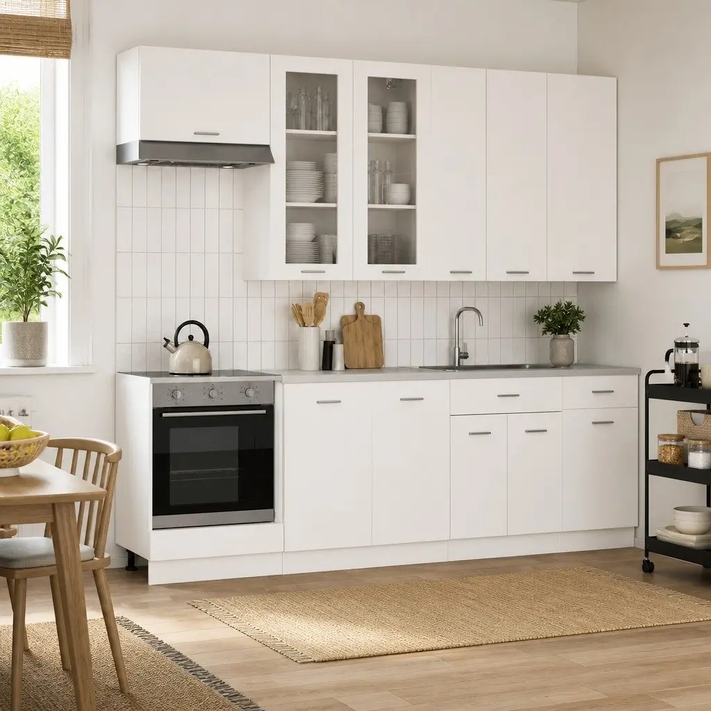 8-Piece White Kitchen Storage Unit