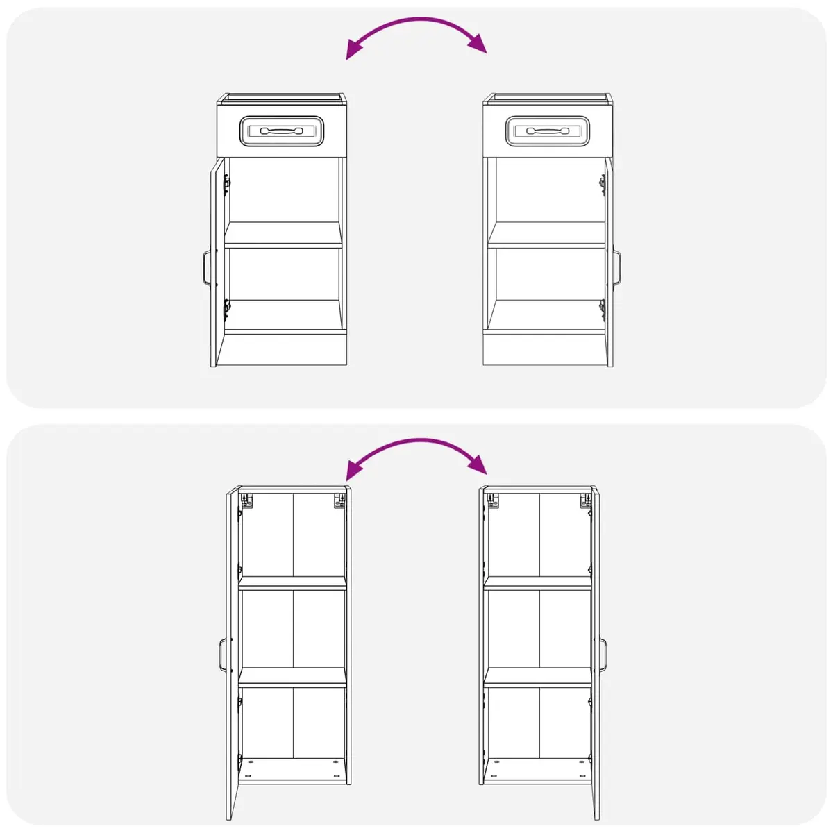 Kitchen Cabinet Unit White Engineered Wood 5 Piece Adjustable Storage Organiser
