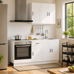 Kitchen Unit 5 Piece White Engineered Wood Cabinet Storage Furniture Modern