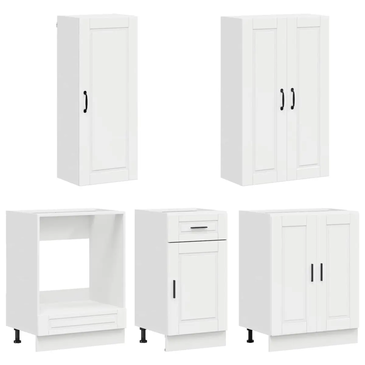 Kitchen Cabinet 5 Piece Engineered Wood High Gloss White Modular Storage Unit