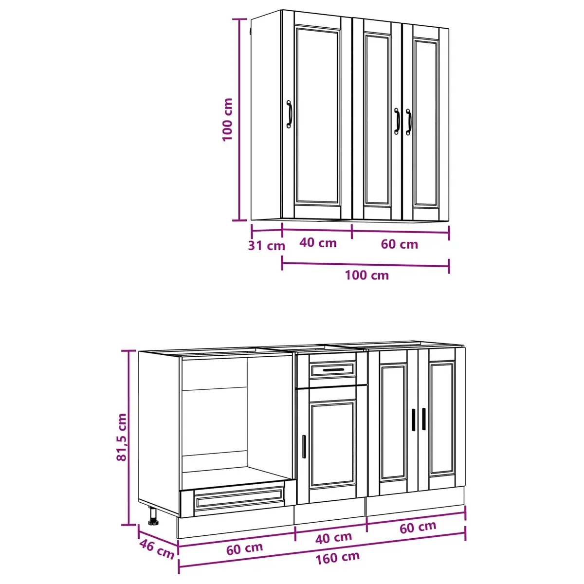 Kitchen Cabinet 5 Piece Engineered Wood High Gloss White Modular Storage Unit