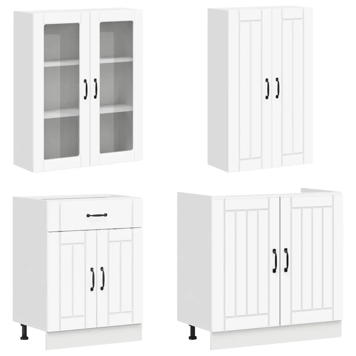 Kitchen Unit White Engineered Wood 4 Piece Cabinet Storage Organiser