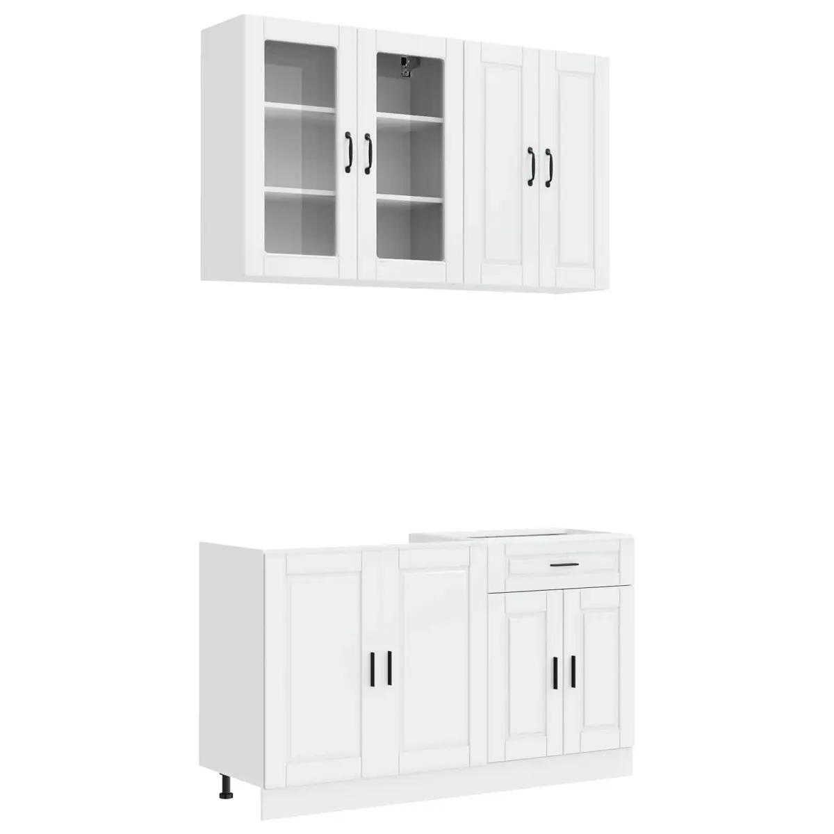 Kitchen Unit 4 Piece High Gloss White Storage Cabinet Engineered Wood Modern