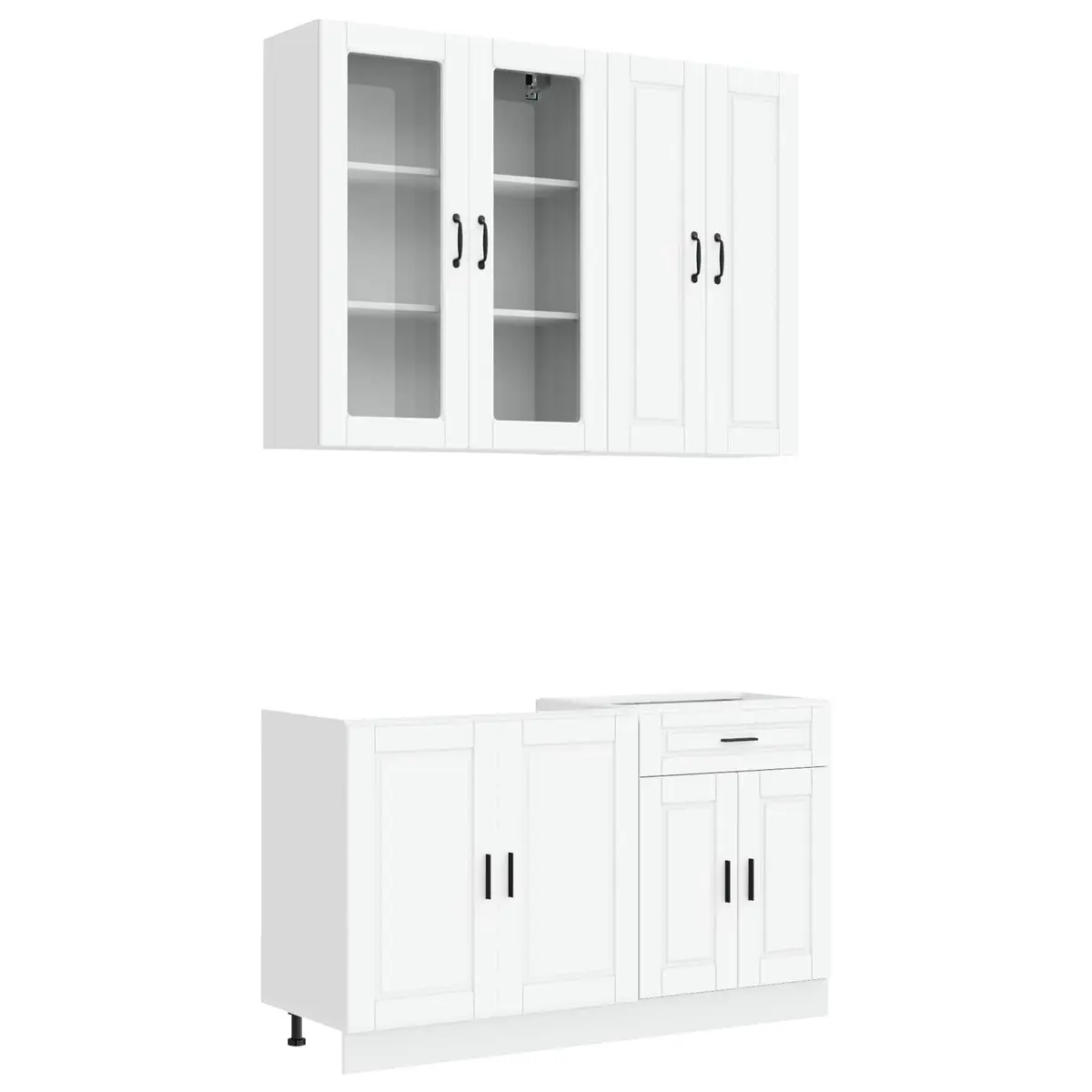 Kitchen Cabinet Unit 4 Piece White Storage Furniture Adjustable Feet Indoor