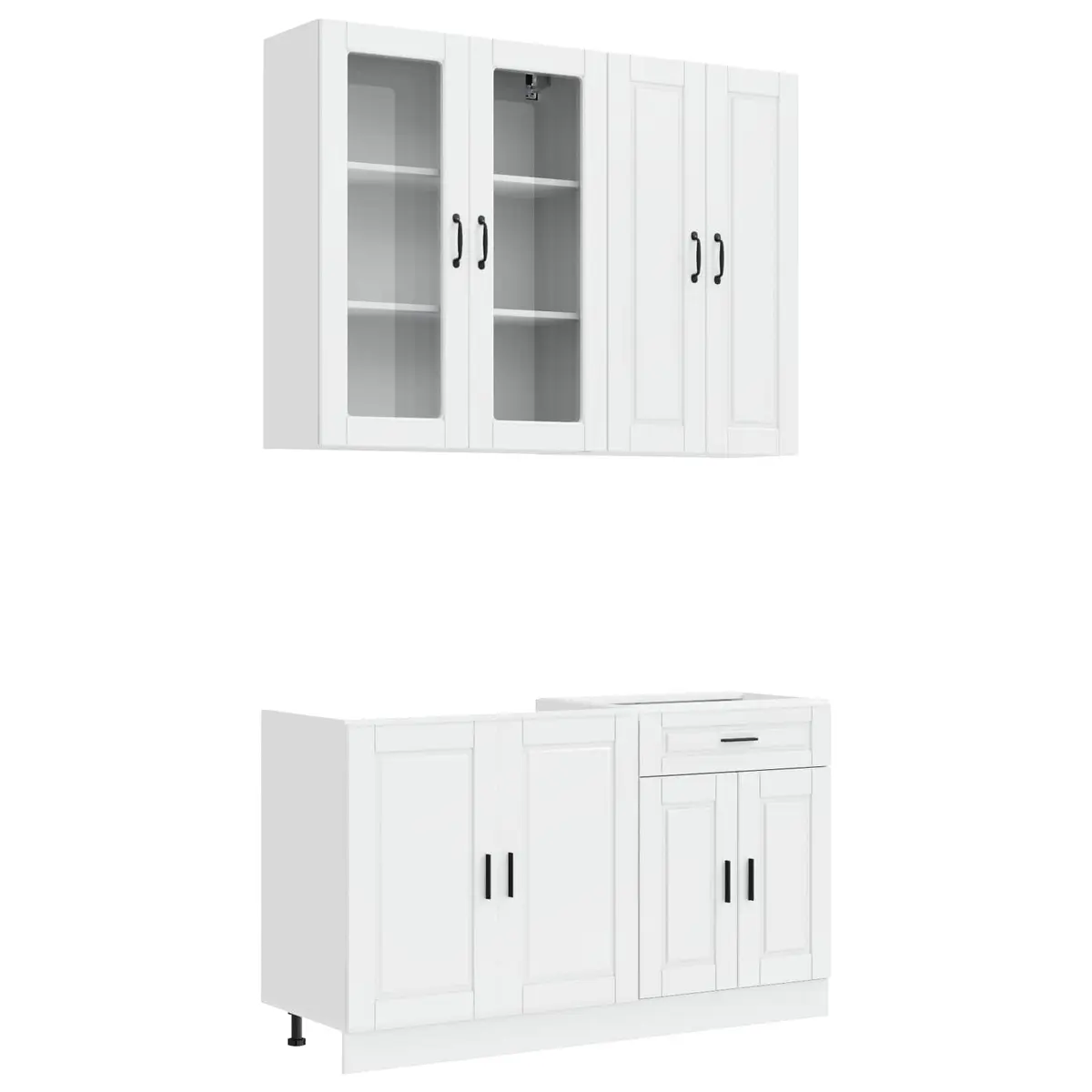 4 Piece Engineered Wood Kitchen Storage Unit High Gloss White with Adjustable Feet