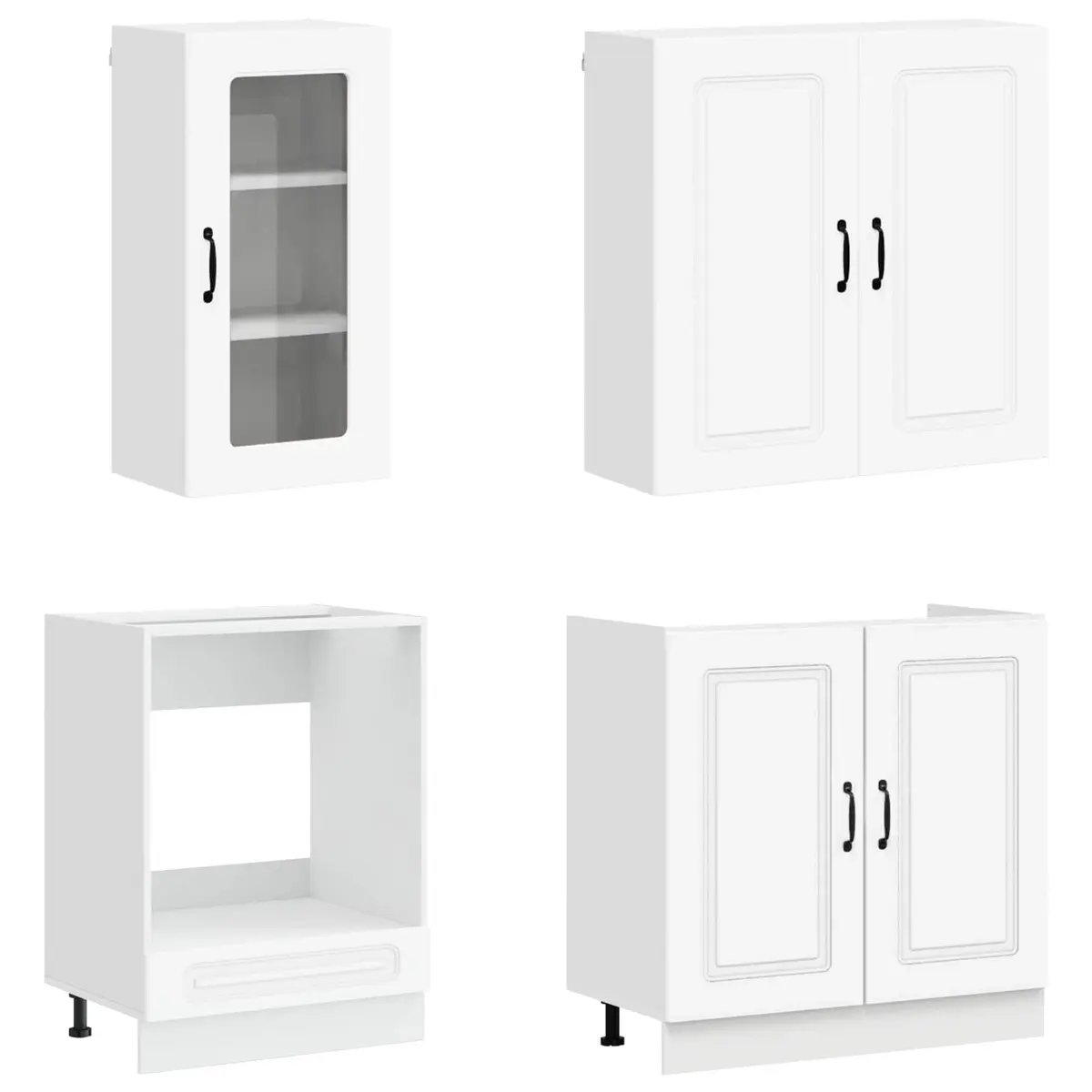 Kitchen Cabinet Unit 8 Piece White Engineered Wood Modern Storage