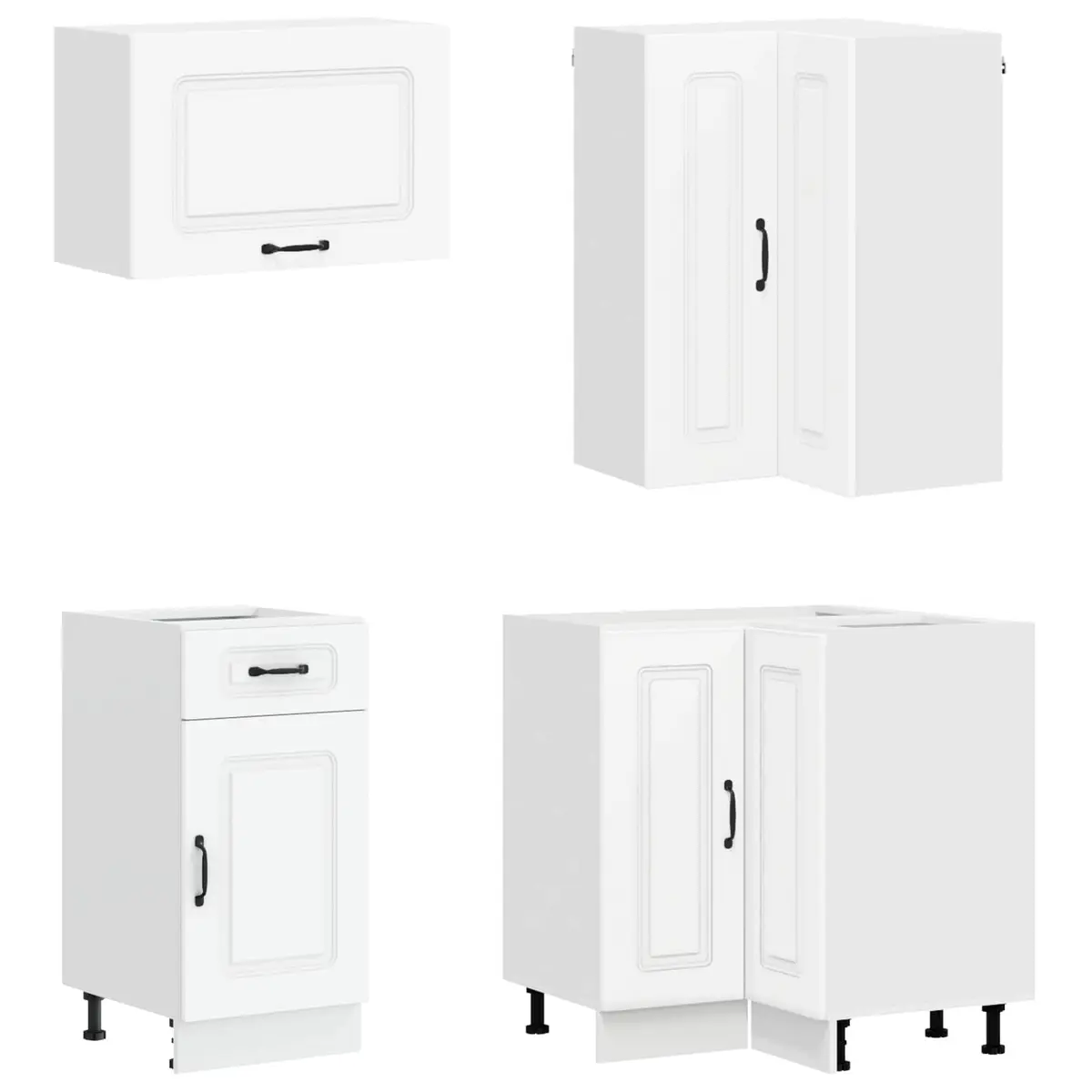 Kitchen Cabinet Unit 8 Piece White Engineered Wood Modern Storage