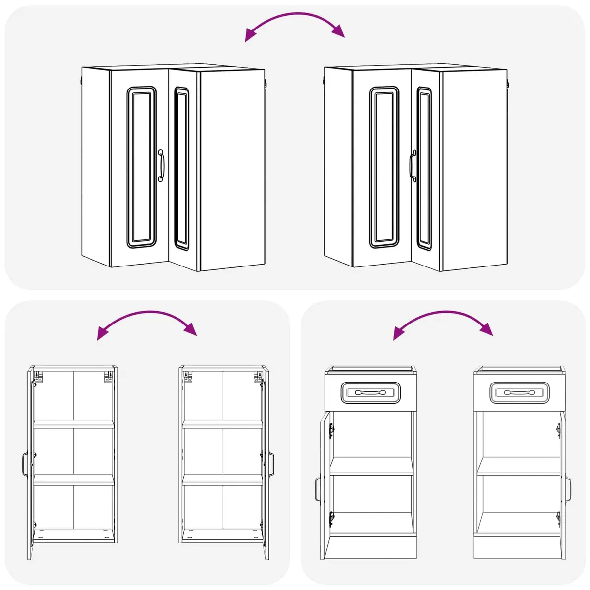 Kitchen Cabinet Unit 8 Piece White Engineered Wood Modern Storage