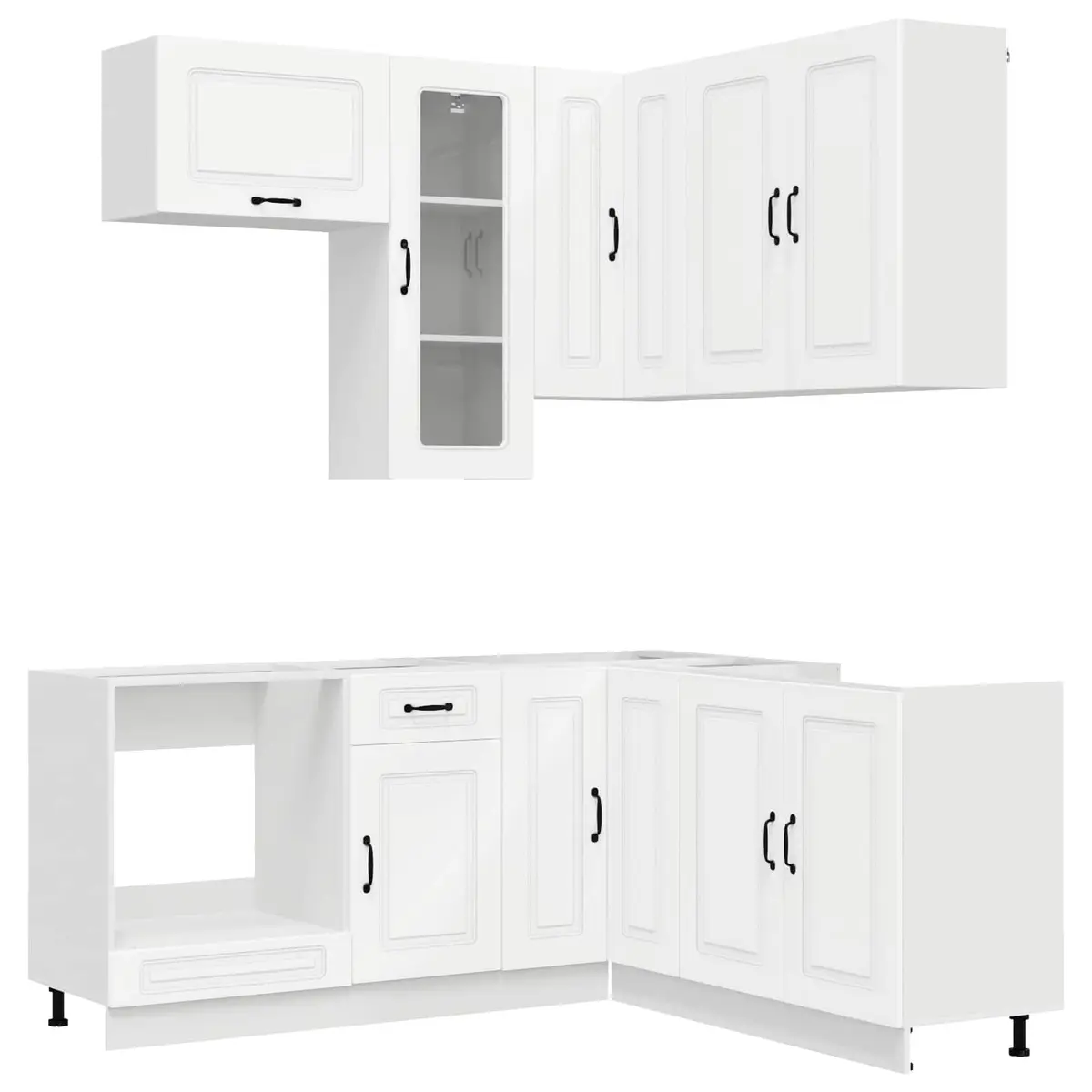 Kitchen Unit 8 Piece White Engineered Wood Cabinets Adjustable Storage