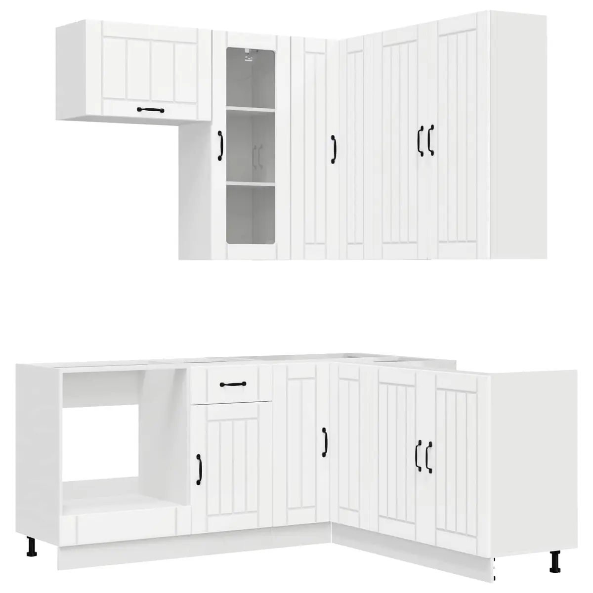 Kitchen Unit 8 Piece White Engineered Wood Modern Cabinet Storage Furniture
