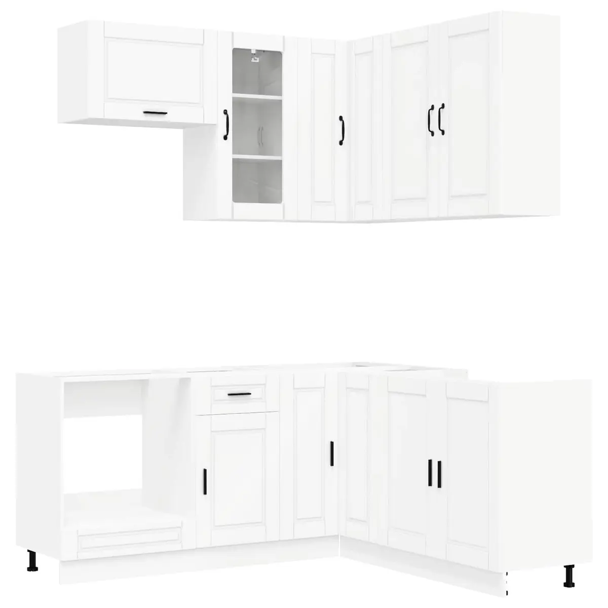 Kitchen Storage Unit 8 Piece White Engineered Wood Cabinet Set