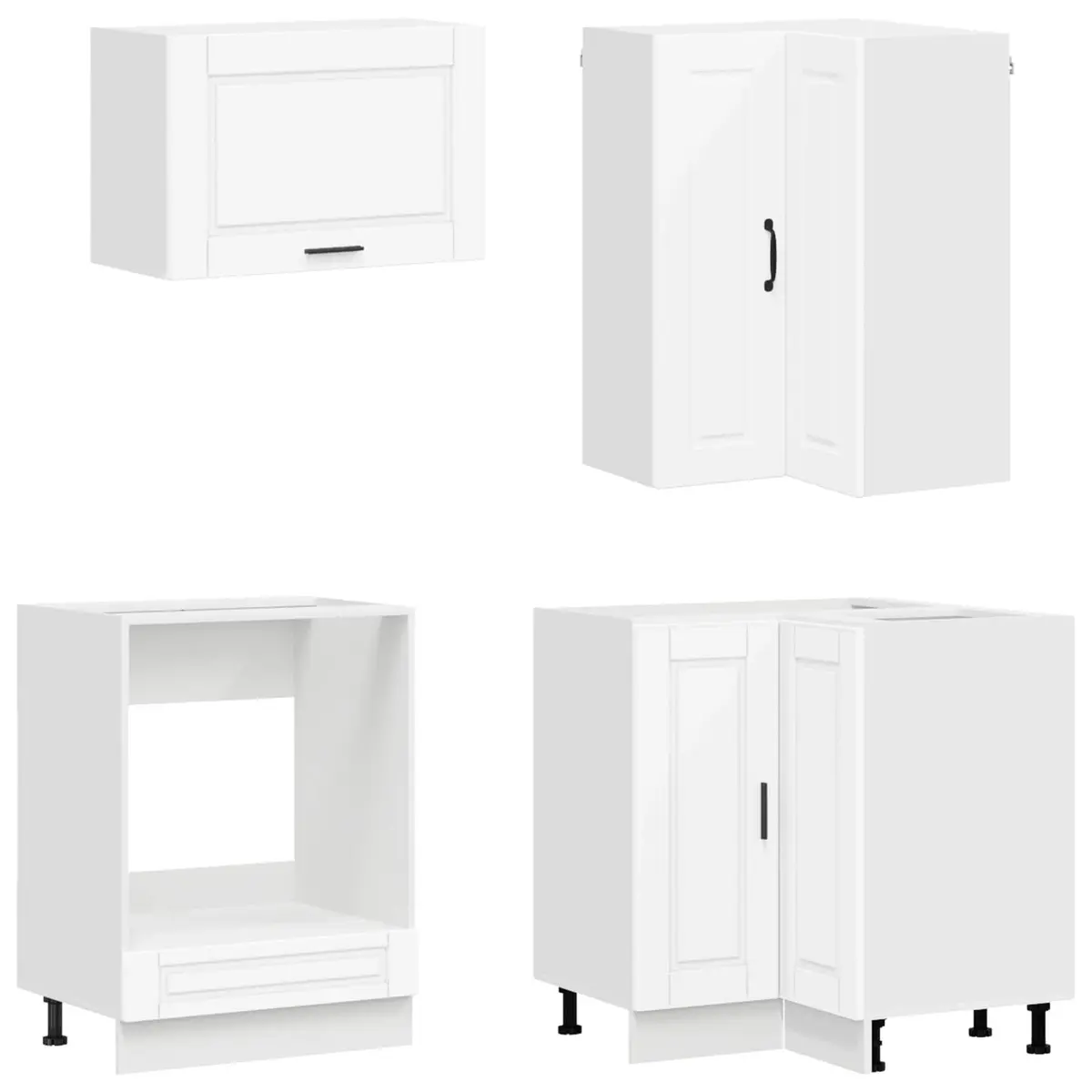 Kitchen Storage Unit 8 Piece White Engineered Wood Cabinet Set