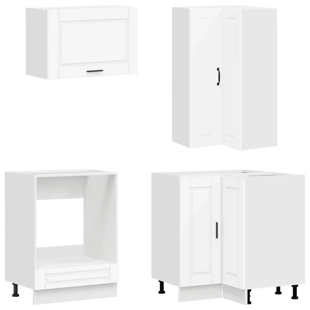 Kitchen Unit Modern 8 Piece White Engineered Wood Cabinet Storage Furniture