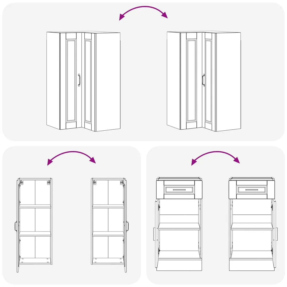 Kitchen Unit Modern 8 Piece White Engineered Wood Cabinet Storage Furniture