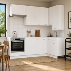 Kitchen Unit 8 Piece White Modern Storage Cabinet Organiser Engineered Wood