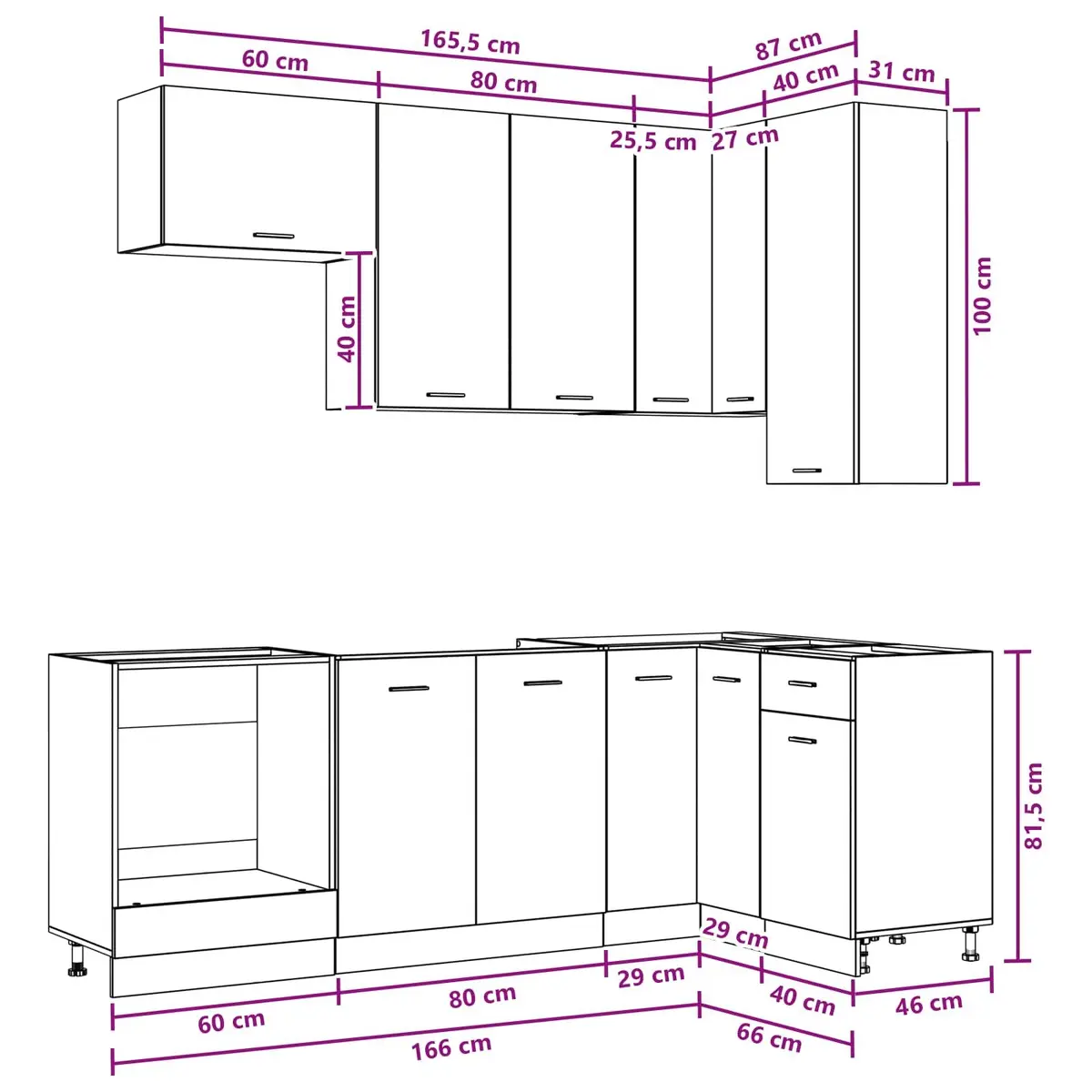 Kitchen Unit 8 Piece White Modern Storage Cabinet Organiser Engineered Wood