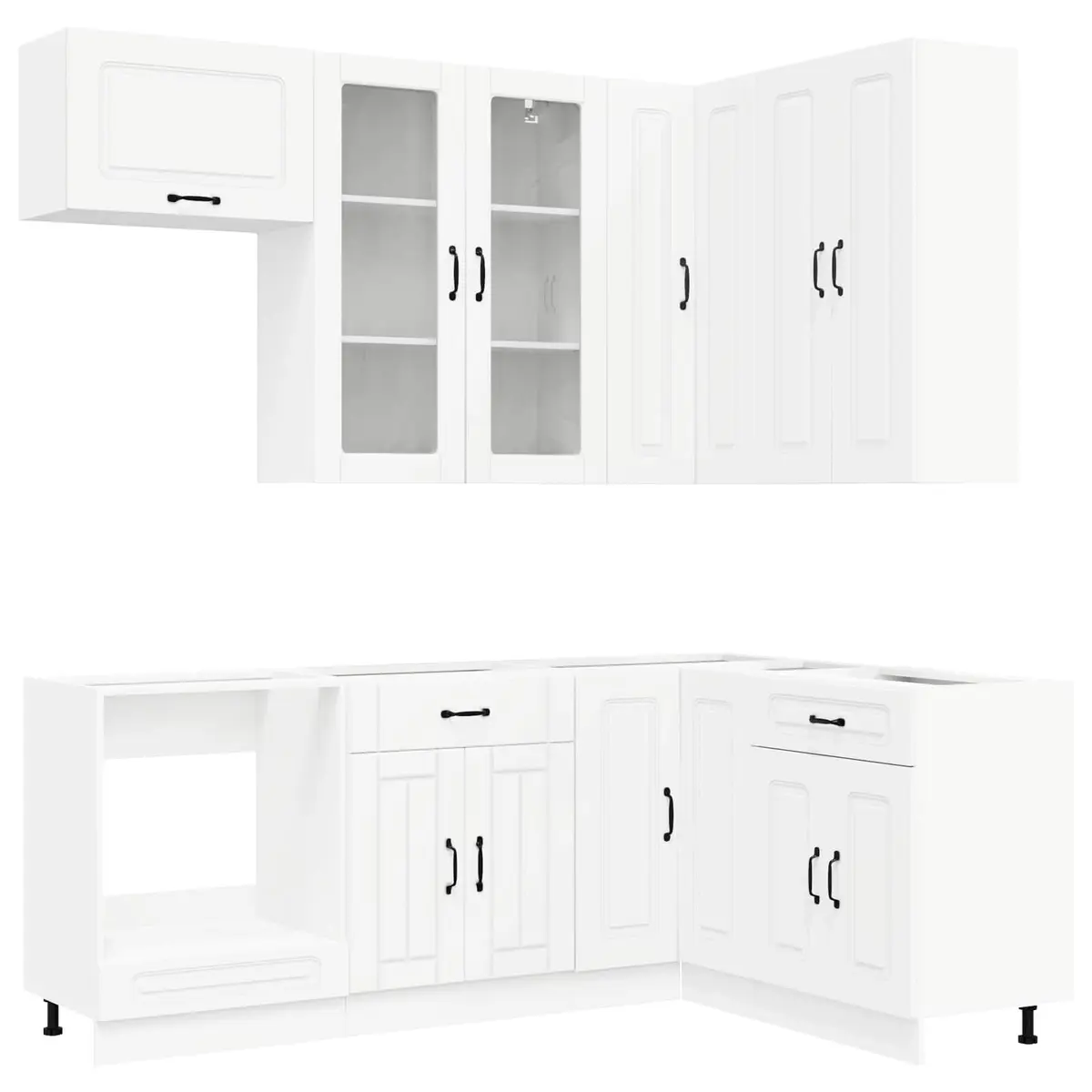 Kitchen Cabinet Unit 8 Pieces White Engineered Wood Storage Furniture Modern