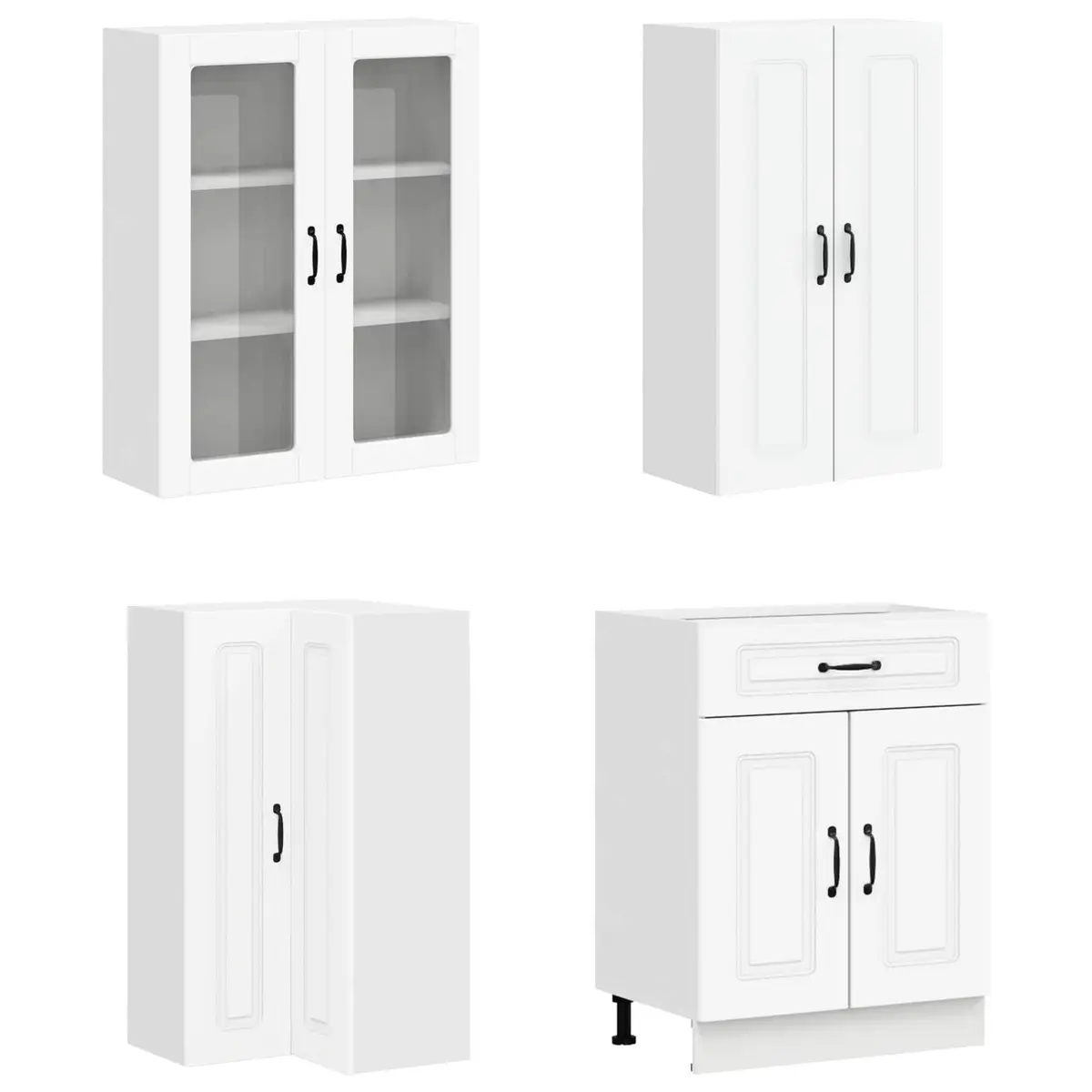 Kitchen Cabinet Unit 8 Pieces White Engineered Wood Storage Furniture Modern
