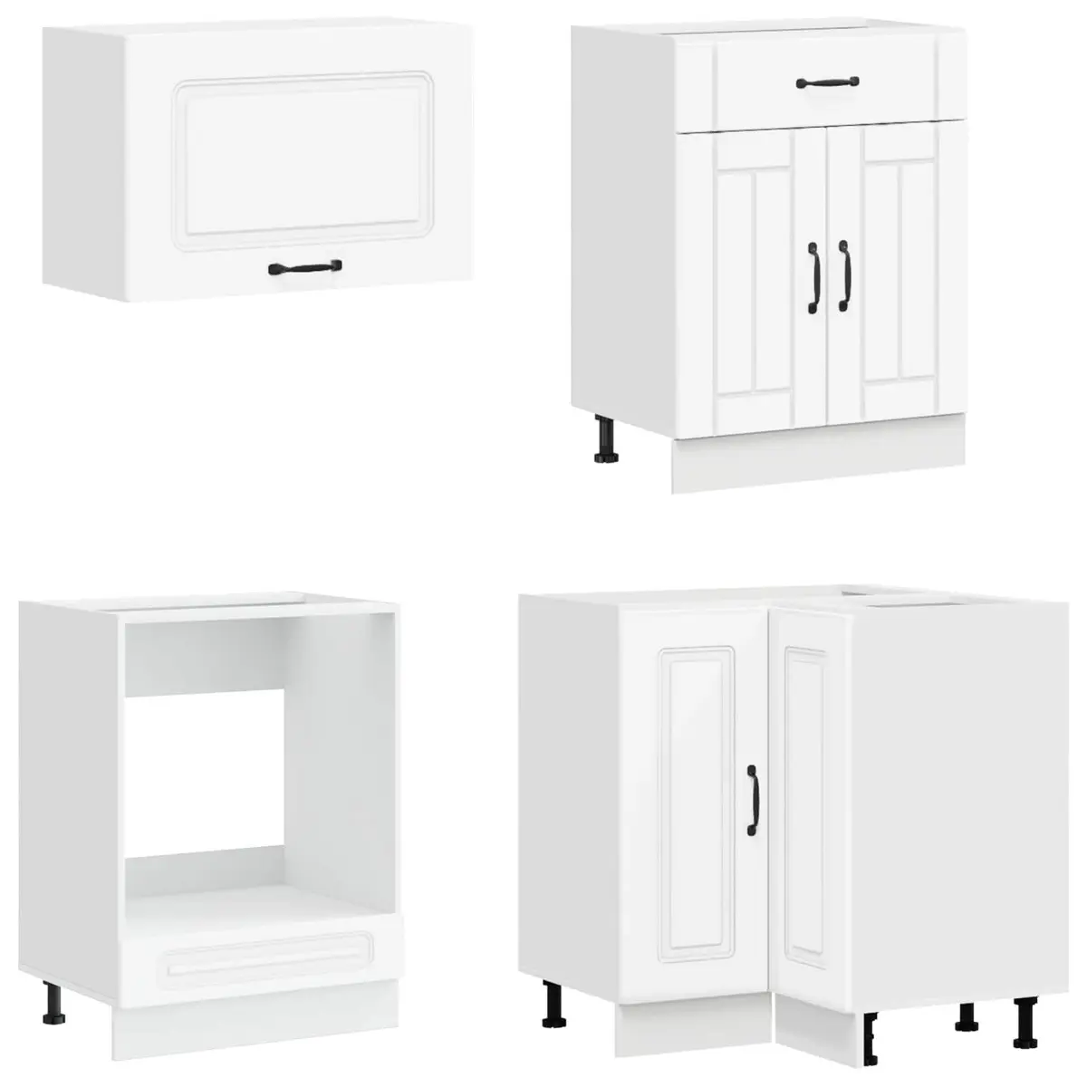 Kitchen Cabinet Unit 8 Pieces White Engineered Wood Storage Furniture Modern