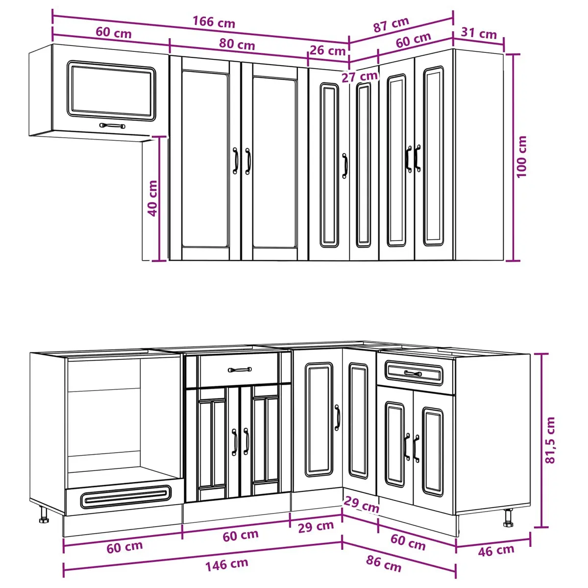 Kitchen Cabinet Unit 8 Pieces White Engineered Wood Storage Furniture Modern